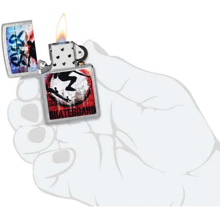 Zippo Pocket Windproof Lighter - Kickflip Design Classic Street Chrome Finish | 47182
