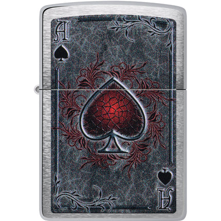 Zippo Pocket Windproof Lighter - Ace of Spades Design Street Chrome Finish | 47185