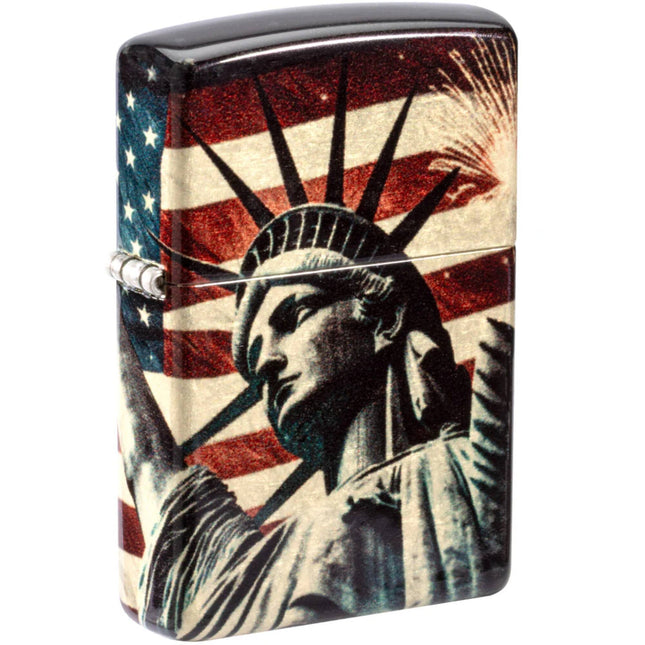 Zippo Pocket Windproof Lighter - Spark of Liberty Design Tumbled Brass Finish | 47186