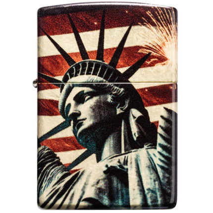 Zippo Pocket Windproof Lighter - Spark of Liberty Design Tumbled Brass Finish | 47186