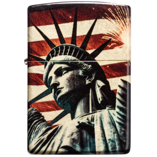 Zippo Pocket Windproof Lighter - Spark of Liberty Design Tumbled Brass Finish | 47186