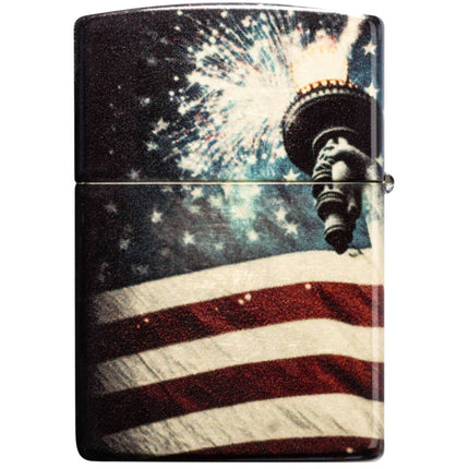 Zippo Pocket Windproof Lighter - Spark of Liberty Design Tumbled Brass Finish | 47186