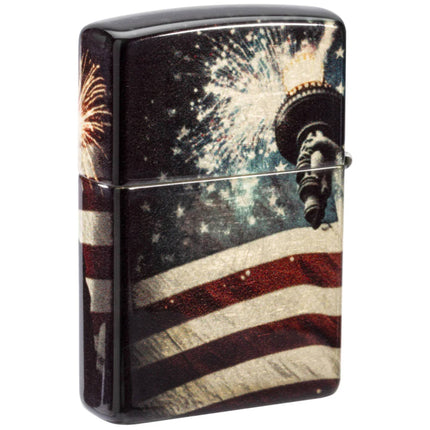 Zippo Pocket Windproof Lighter - Spark of Liberty Design Tumbled Brass Finish | 47186