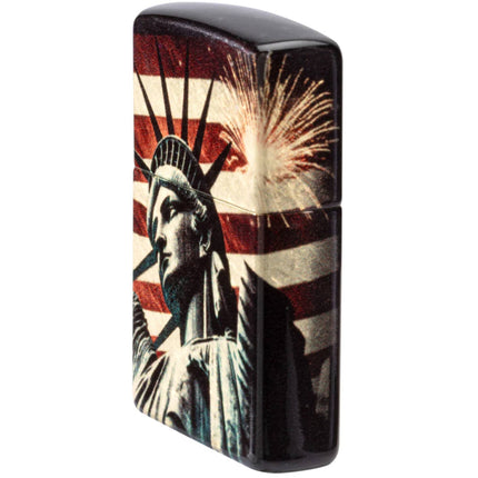Zippo Pocket Windproof Lighter - Spark of Liberty Design Tumbled Brass Finish | 47186