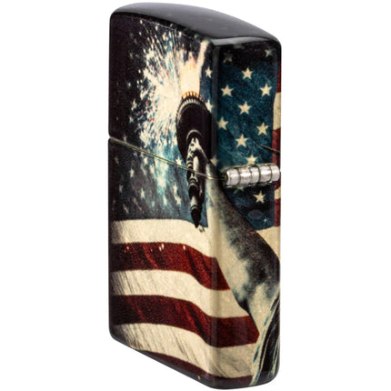 Zippo Pocket Windproof Lighter - Spark of Liberty Design Tumbled Brass Finish | 47186