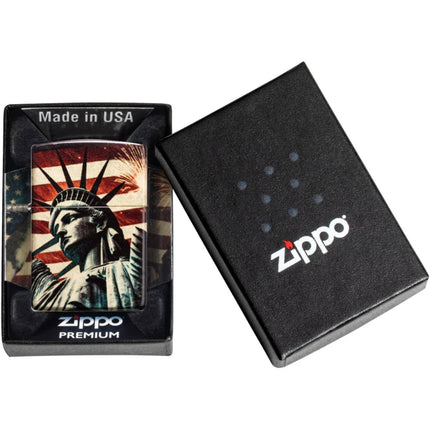 Zippo Pocket Windproof Lighter - Spark of Liberty Design Tumbled Brass Finish | 47186