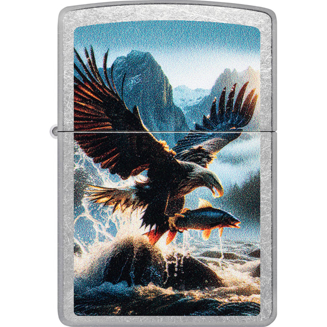 Zippo Windproof Lighter - Powerful Eagle Soaring Design Street Chrome Finish | 47188