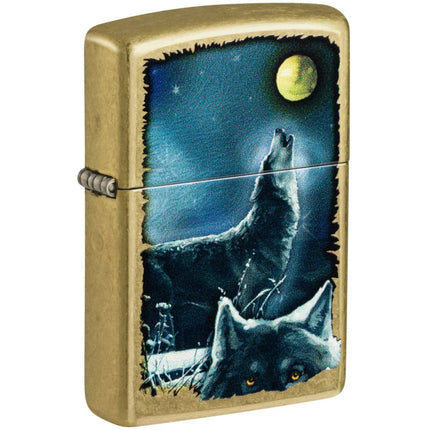 Zippo Pocket Windproof Lighter - Wolf Song Design Classic Street Brass Finish | 47189