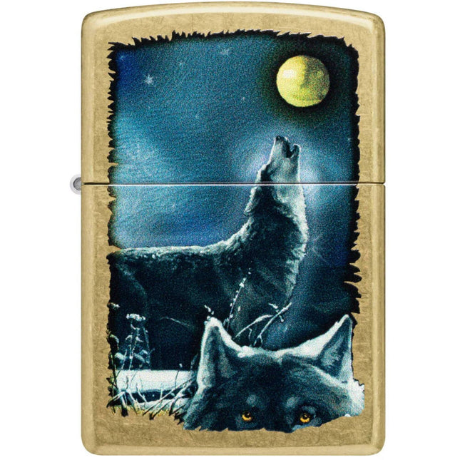 Zippo Pocket Windproof Lighter - Wolf Song Design Classic Street Brass Finish | 47189