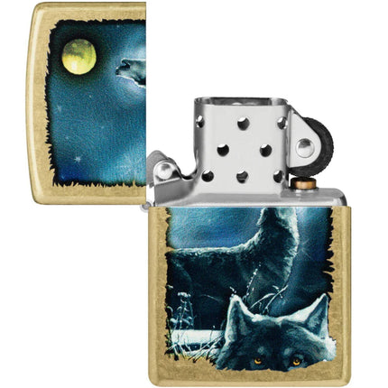 Zippo Pocket Windproof Lighter - Wolf Song Design Classic Street Brass Finish | 47189
