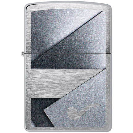 Zippo Pocket Windproof Lighter - Metallic Pipe Design Brushed Chrome Finish | 47191