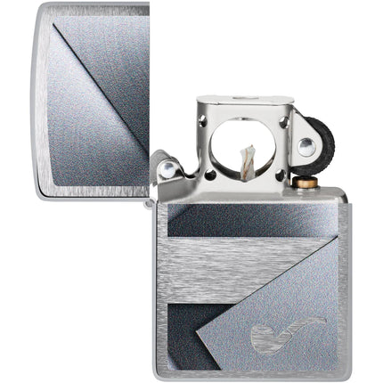 Zippo Pocket Windproof Lighter - Metallic Pipe Design Brushed Chrome Finish | 47191