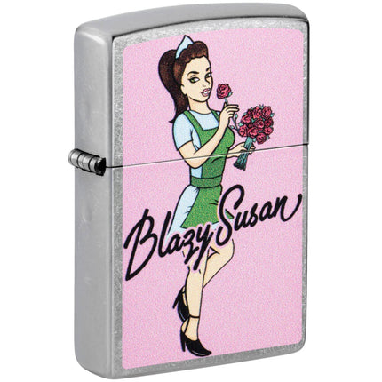 Zippo Pocket Lighter - Blazy Susan Bouquet Design Classic Street Chrome Finish | 47193