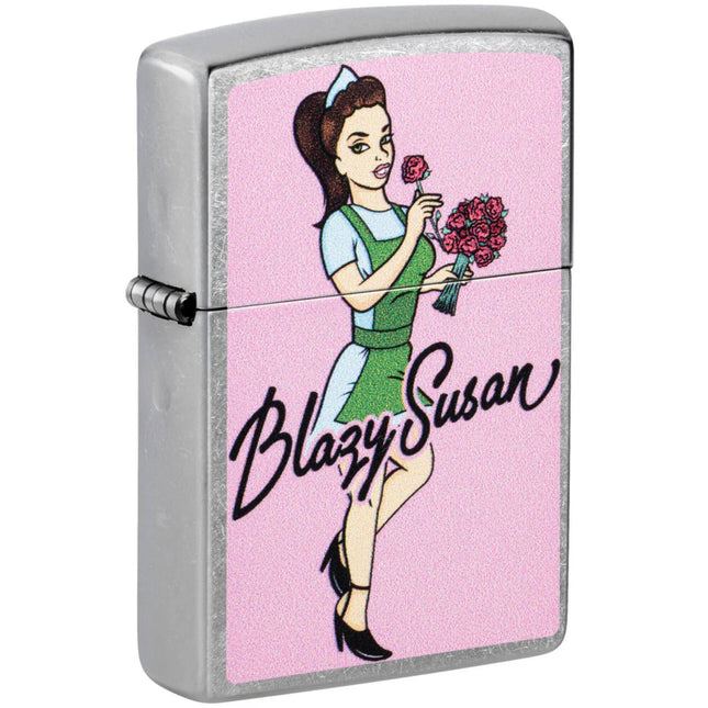 Zippo Pocket Lighter - Blazy Susan Bouquet Design Classic Street Chrome Finish | 47193