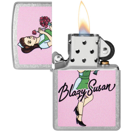 Zippo Pocket Lighter - Blazy Susan Bouquet Design Classic Street Chrome Finish | 47193