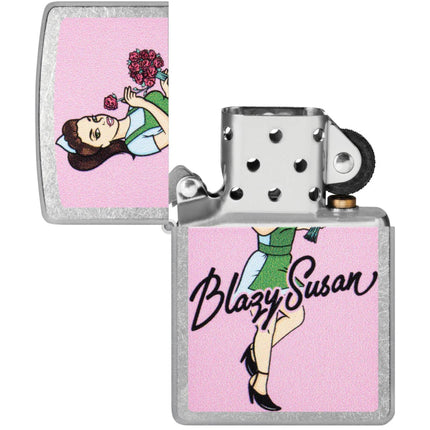 Zippo Pocket Lighter - Blazy Susan Bouquet Design Classic Street Chrome Finish | 47193