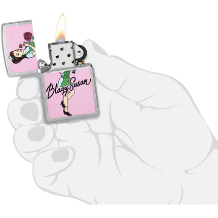 Zippo Pocket Lighter - Blazy Susan Bouquet Design Classic Street Chrome Finish | 47193