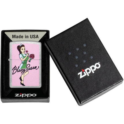 Zippo Pocket Lighter - Blazy Susan Bouquet Design Classic Street Chrome Finish | 47193