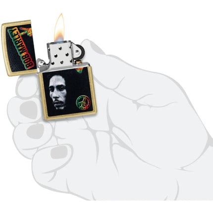 Zippo Pocket Lighter - Bob Marley Peace Design Classic Street Brass Finish | 47194