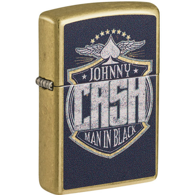 Zippo Lighter - Johnny Cash Man In Black Design Classic Street Brass Finish | 47200