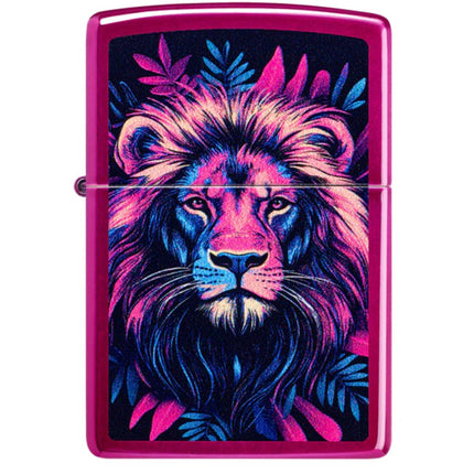Zippo Windproof Lighter - Multicolour Lion Design Candy Raspberry Finish | 47212