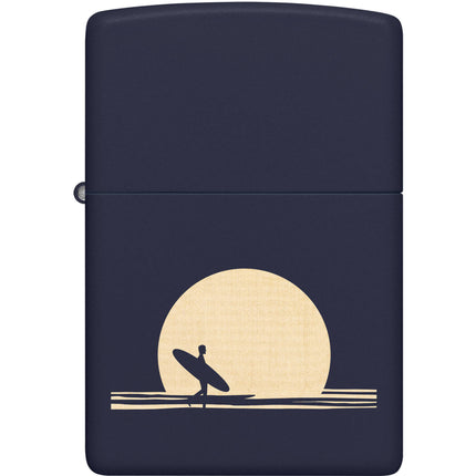 Zippo Windproof Lighter - Surfer Silhouette Design Matte Navy-Blue Finish | 47213