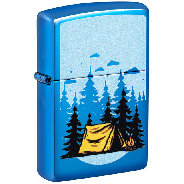 Zippo Pocket Windproof Lighter - Forest Flicker Design High Polish Blue Finish | 47214