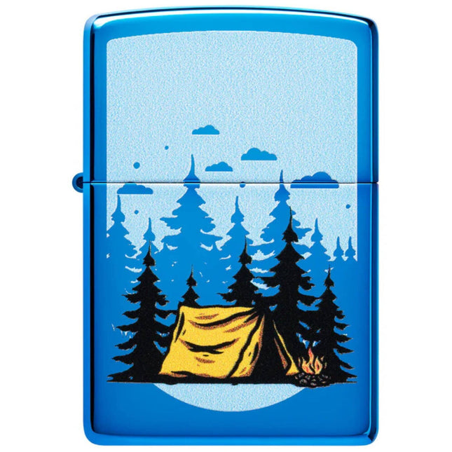 Zippo Pocket Windproof Lighter - Forest Flicker Design High Polish Blue Finish | 47214