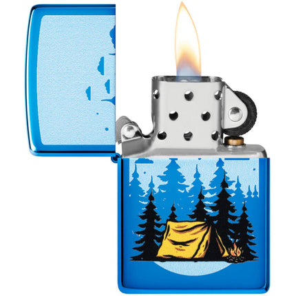 Zippo Pocket Windproof Lighter - Forest Flicker Design High Polish Blue Finish | 47214
