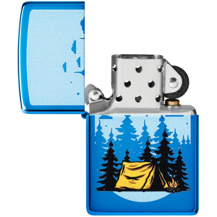 Zippo Pocket Windproof Lighter - Forest Flicker Design High Polish Blue Finish | 47214