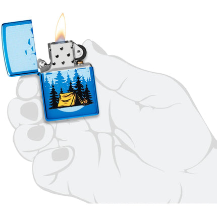 Zippo Pocket Windproof Lighter - Forest Flicker Design High Polish Blue Finish | 47214