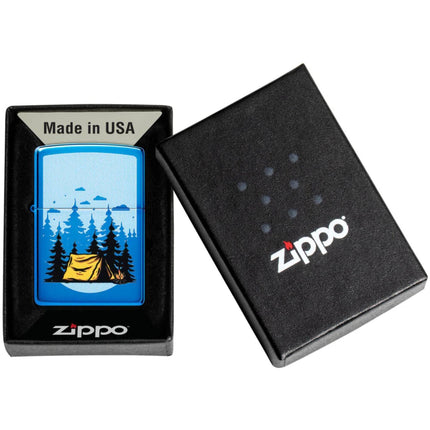 Zippo Pocket Windproof Lighter - Forest Flicker Design High Polish Blue Finish | 47214