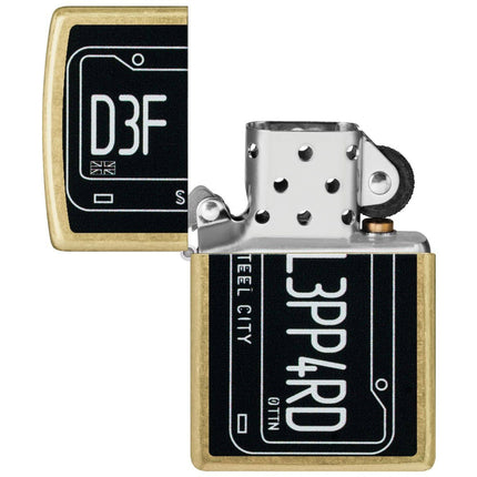 Zippo Windproof Lighter - Def Leppard Logo Color Image Design Street Brass | 47223