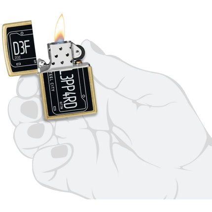 Zippo Windproof Lighter - Def Leppard Logo Color Image Design Street Brass | 47223