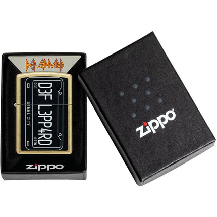 Zippo Windproof Lighter - Def Leppard Logo Color Image Design Street Brass | 47223