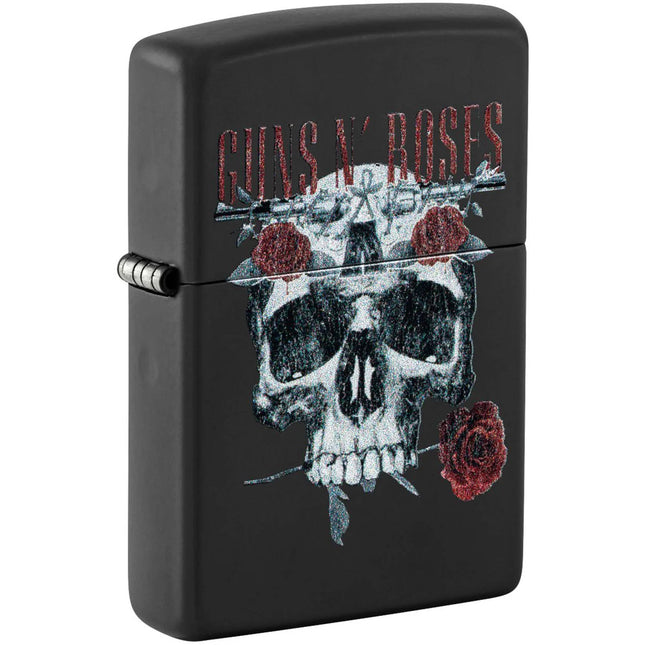 Zippo Windproof Lighter - Guns N' Roses Skull and Roses Design Black Matte | 47227