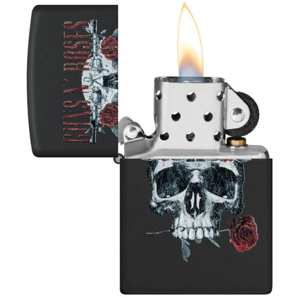 Zippo Windproof Lighter - Guns N' Roses Skull and Roses Design Black Matte | 47227