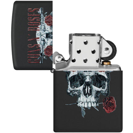 Zippo Windproof Lighter - Guns N' Roses Skull and Roses Design Black Matte | 47227