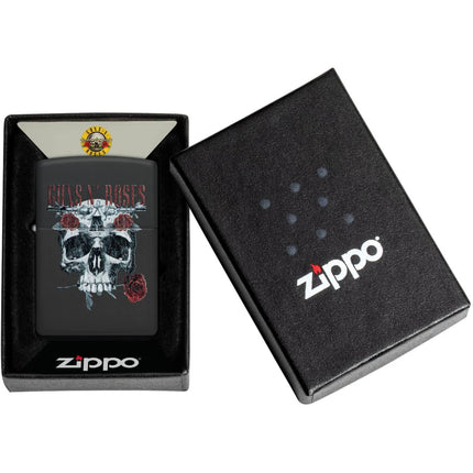 Zippo Windproof Lighter - Guns N' Roses Skull and Roses Design Black Matte | 47227