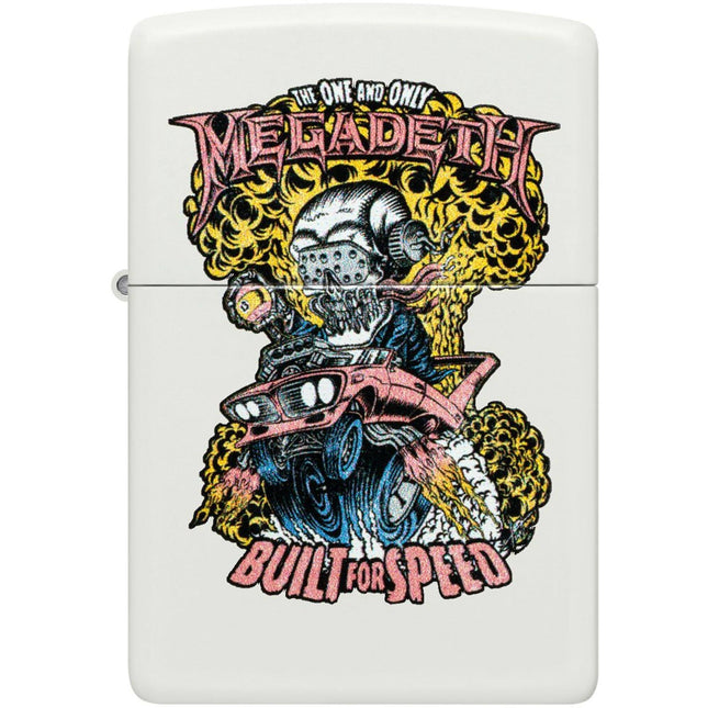 Zippo Windproof Lighter - Megadeth Built for Speed Design White Matte Finish | 47237