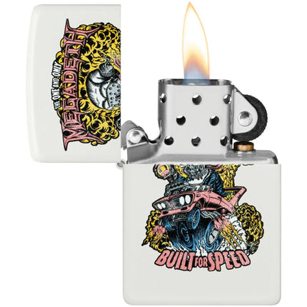 Zippo Windproof Lighter - Megadeth Built for Speed Design White Matte Finish | 47237