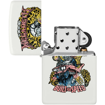 Zippo Windproof Lighter - Megadeth Built for Speed Design White Matte Finish | 47237