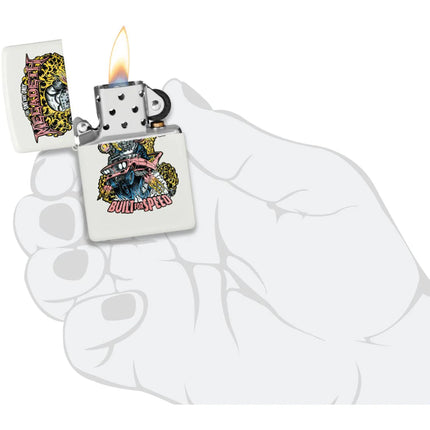 Zippo Windproof Lighter - Megadeth Built for Speed Design White Matte Finish | 47237