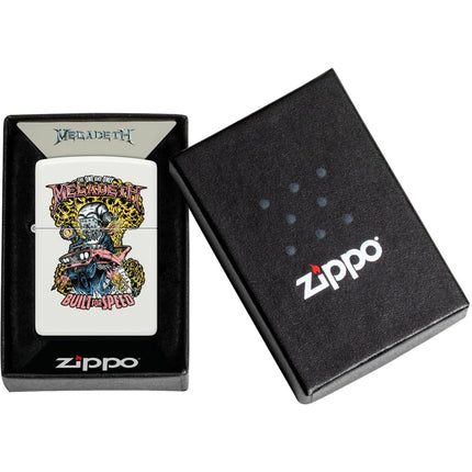 Zippo Windproof Lighter - Megadeth Built for Speed Design White Matte Finish | 47237