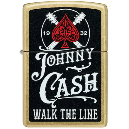 Zippo Windproof Pocket Lighter - Johnny Cash Walk the Line Design Street Brass | 47245