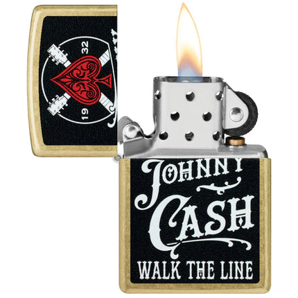 Zippo Windproof Pocket Lighter - Johnny Cash Walk the Line Design Street Brass | 47245