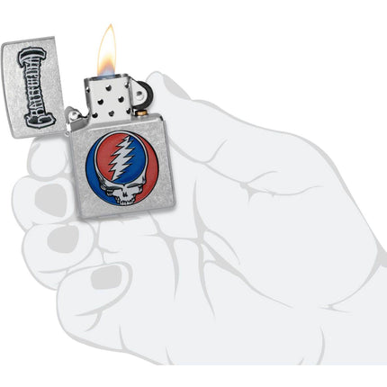 Zippo Windproof Lighter - Grateful Dead Steal Your Face Design Street Chrome | 47247