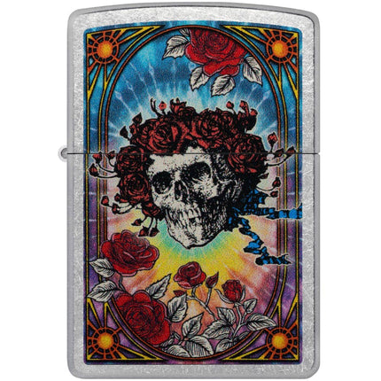 Zippo Windproof Lighter - Grateful Dead Skull and Roses Design Street Chrome | 47248