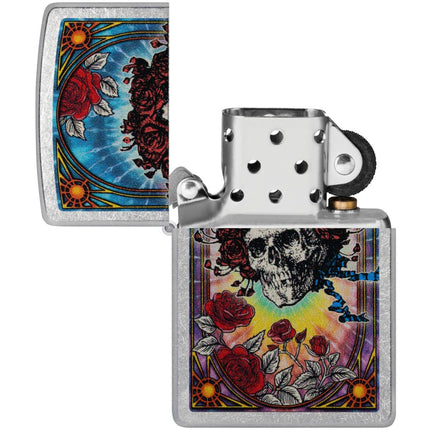 Zippo Windproof Lighter - Grateful Dead Skull and Roses Design Street Chrome | 47248