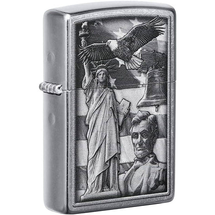 Zippo Windproof Pocket Lighter - American Icon Design Street Chrome Finish | 49484